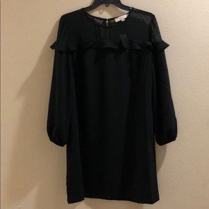 Size 10 Loft Sheer Dot Shift Little Black Dress